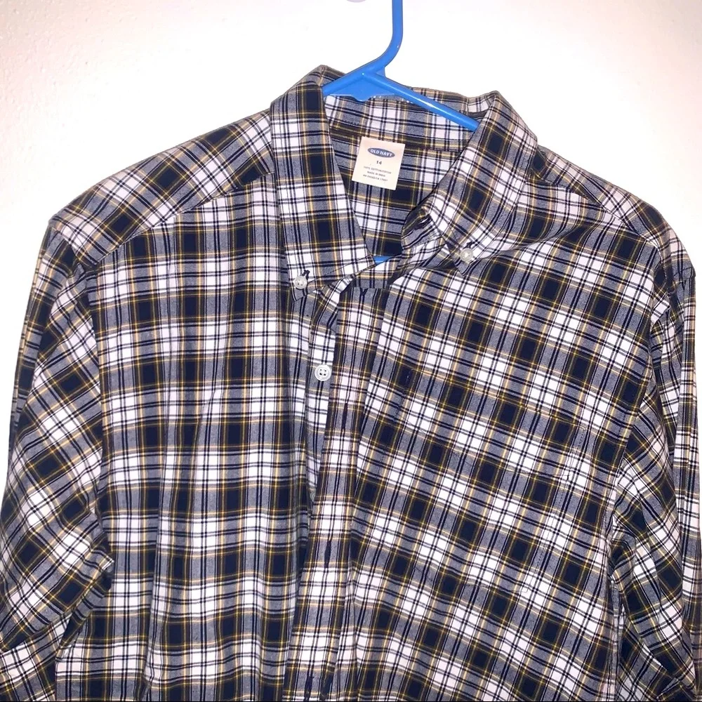 Old Navy Plaid/Check Size 14 Boys Button Down Cotton Shirt